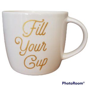 STARBUCKS 2016 Coffee Mug Christmas Holiday "FILL YOUR CUP" Wide Mouth 16.9 oz